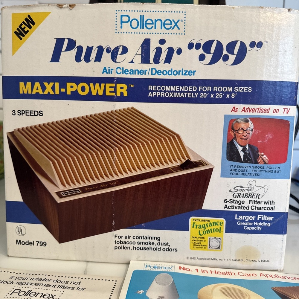 Vintage‎ Pollenex Maxi Power Pure Air 99 Air Cleaner/Deodorizer 799 George Burns